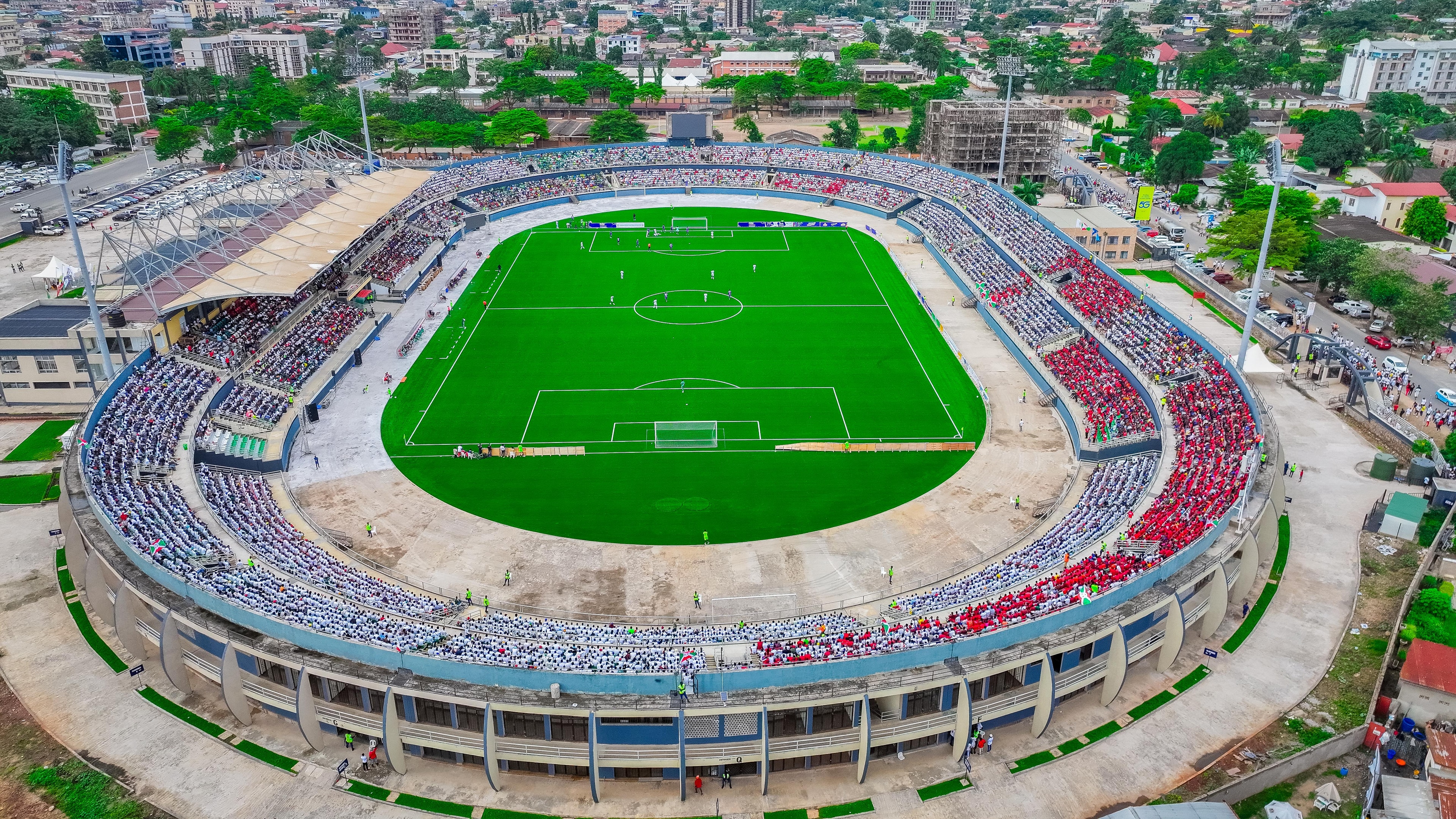 Packed Stade Ntwari photographed from above